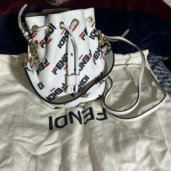 Fendi Handbags - Fendi X Fila Manía Mini Mon Tresor Bucket White Bag.